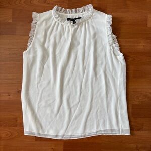 Womens white ivory White House Black Market Ruffled Blouse size medium